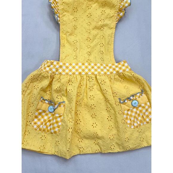 Matilda Jane Coveralls Dress Kids Size 4Yellow Aline Sleeveless Eyelet Pockets - Picture 5 of 12